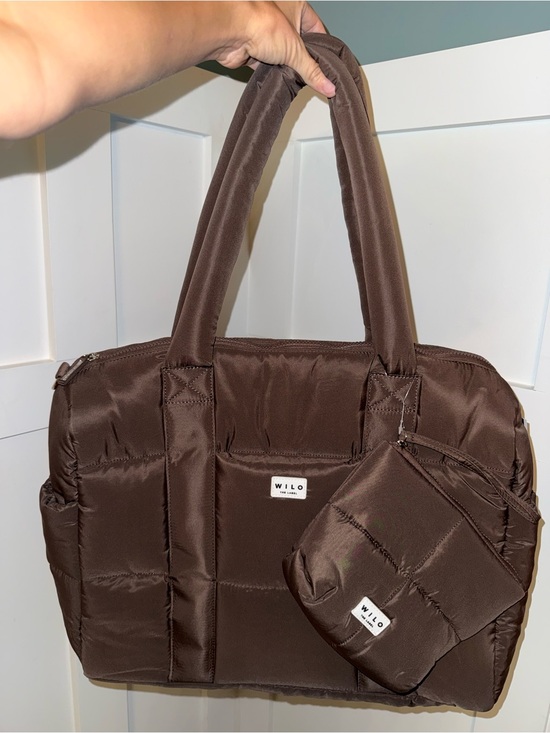 Wilo The Label Handbags - WILO Quilted Puffer Multi Pocket Weekender Travel Voyage Tote Bag - Brown